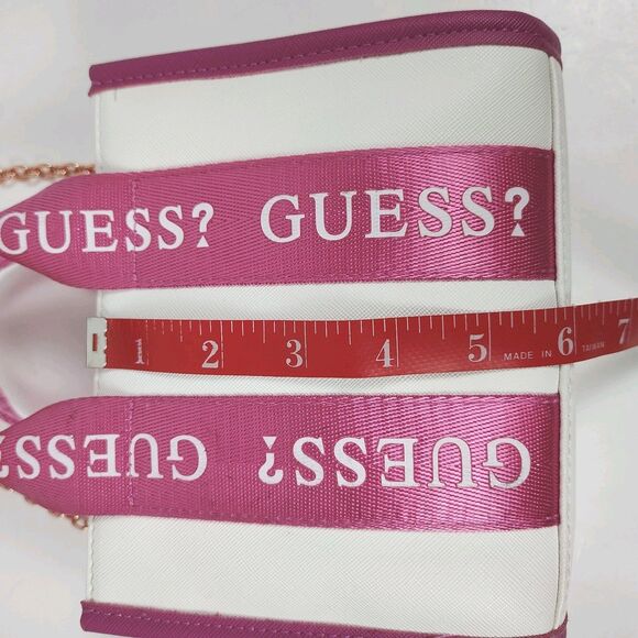 Deadstock Rare Cute Pink & White Guess Factory Logo-Tape Mini Tote Crossbody bag - Picture 15 of 16